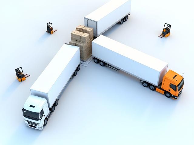 Diagram showing the efficient flow of freight from receiving docks directly to shipping docks
